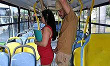 student gets straddled and fucked hard on public bus during workout