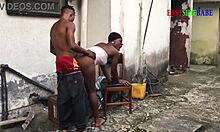 Threesome group fucked with my ebony chubby girlfriend