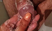 hot stepbrother gets handjob pleasure in shower while wife is away