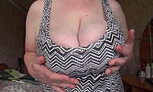 big gorgeous tits swing close-up in solo homemade