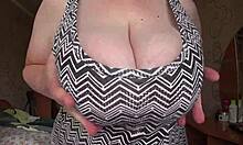 big gorgeous tits swing close-up in solo homemade