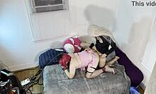 Sexy blonde tgirl fucks Kelsey Masters hard