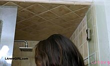 stunning brunette model took a relaxing shower after photoshoot