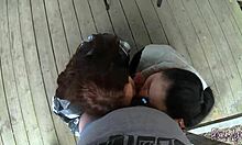 pov bts we sucked him together on vacation in public threesome blowjob