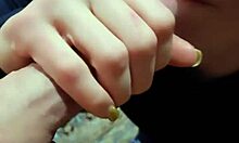 quick suck and fuck for wife before creampie, so hot!