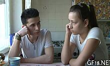 Perverted spectacled lad holds hand