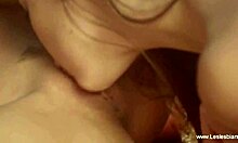 beautiful lesbians kissing in loving session