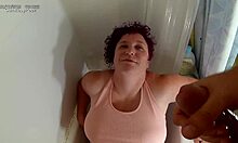Two angles of Liza getting a cumshot and goldenshower in the tub she also wets her panties too
