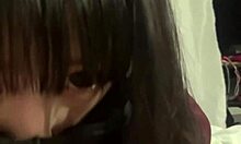 POV blowjob with teen Japanese girl licking all over, can't hold back cum in mouth