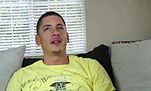 Mary Jean watches him spew jizz all over her shaved pussy and ass.