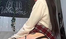 hey, check out this cute brunette teen student flashing her tight holes for you, shaved and wet