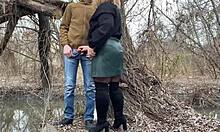 Mother-In-Law Tenderly Holds My Dick During Outdoor Pee