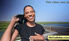 Ebony Girl Rubs And Reveals Natural Big Boobs In Car