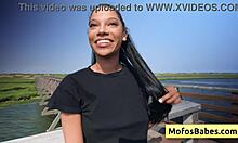 Ebony Girl Rubs And Reveals Natural Big Boobs In Car