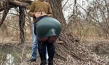 Mother-In-Law Tenderly Holds My Dick During Outdoor Pee