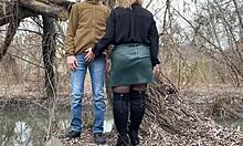 Mother-In-Law Tenderly Holds My Dick During Outdoor Pee