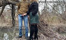 Mother-In-Law Tenderly Holds My Dick During Outdoor Pee