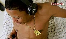 Young Latina Amateur Sits on Boyfriend's Lap Teasingly