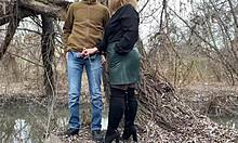 Mother-In-Law Tenderly Holds My Dick During Outdoor Pee