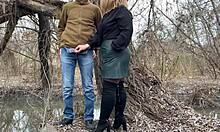 Mother-In-Law Tenderly Holds My Dick During Outdoor Pee