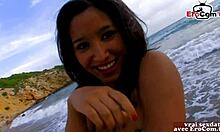 Adolescente latina 18+ baise en extérieur à la plage avec amateur français