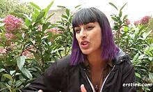 i play with my wet pussy in a public restroom, flashing my pierced nipples and trimmed hair