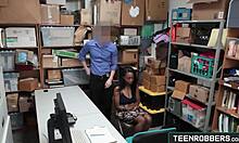 Sexy Ebony Teen Caught Stealing Gets Fucked Doggystyle in Store