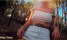 Amazing MILF dares flash tits on public bike ride