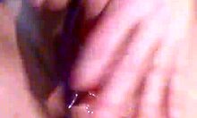 slow motion up close of wife plunging toy into her dripping squirting pussy 😍