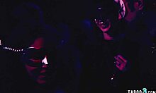 Milf manipulates shy teen into public strapon double penetration!