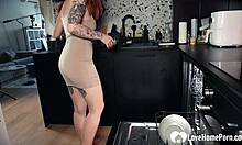 I take her from behind while she loads the dishwasher