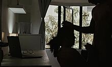 The porn model gets fucked in her home office by her tiny apartment mate.