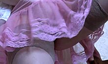 Homemade Masturbation Under The Skirt: Brunette In Stockings Jerks Off Cunt