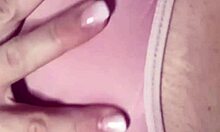 Hot blonde babe shows off her sexy tits in panties