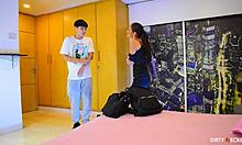 horny stepmother rides her stepson hard on vacation with wet pussy