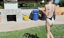 Adorably innocent tiny figure kate bloom handled by large object