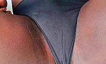 I, SexyJayla254, feel the thrill stroking my huge ebony shemale cock outdoors in oil