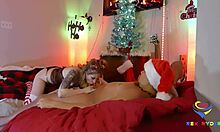 Slutty babe in cosplay fucks Santa for Christmas