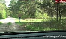 Milf sucks and fucks in car for anal creampie