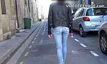 Skinny brunette teen tries anal toys in first casting