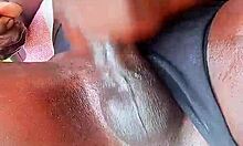 I, SexyJayla254, feel the thrill stroking my huge ebony shemale cock outdoors in oil