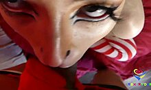 Slutty babe in cosplay fucks Santa for Christmas