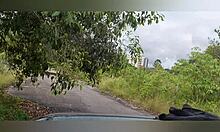 foda no carro em rua durante dia com latina louca