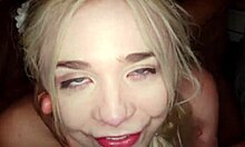 three horny studs use this beautiful slutty blonde for their pleasure 😈