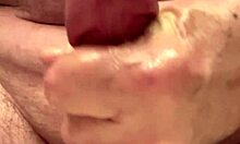 sixty-five year old demonstrates slow motion self-care routine in close-up