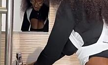 Oh wow, ebony maid caught riding boss's monster cock!