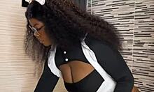 Oh wow, ebony maid caught riding boss's monster cock!