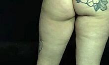 Blonde tattooed goth femdom dominates with sexy small tits