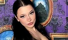 pigtails goth girl removes bra in haunted house with music