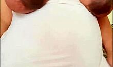 Pregnant arab girl with a big belly and milky boobs